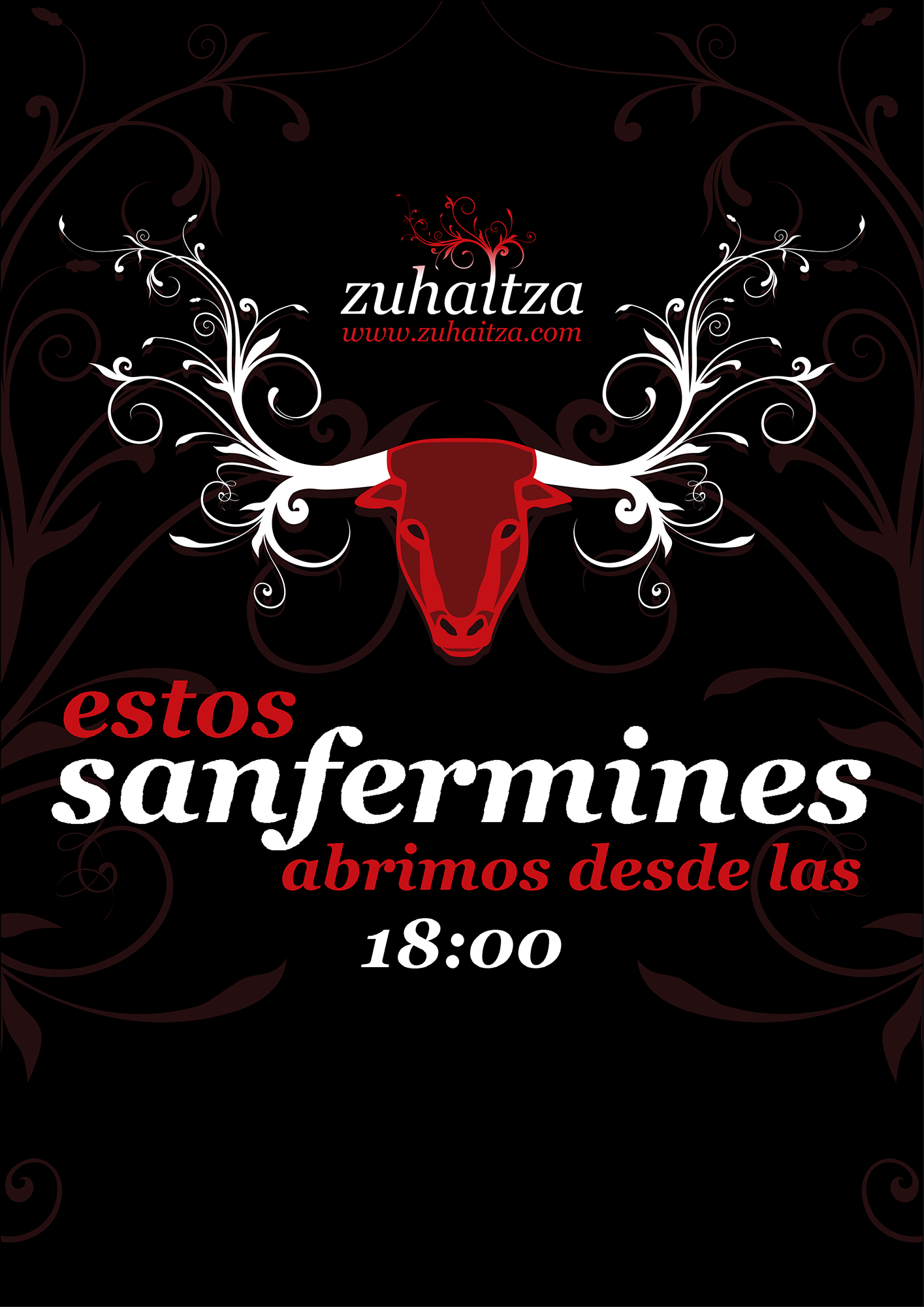 Carteles promocionales de San Fermín para el bar Zuhaitza